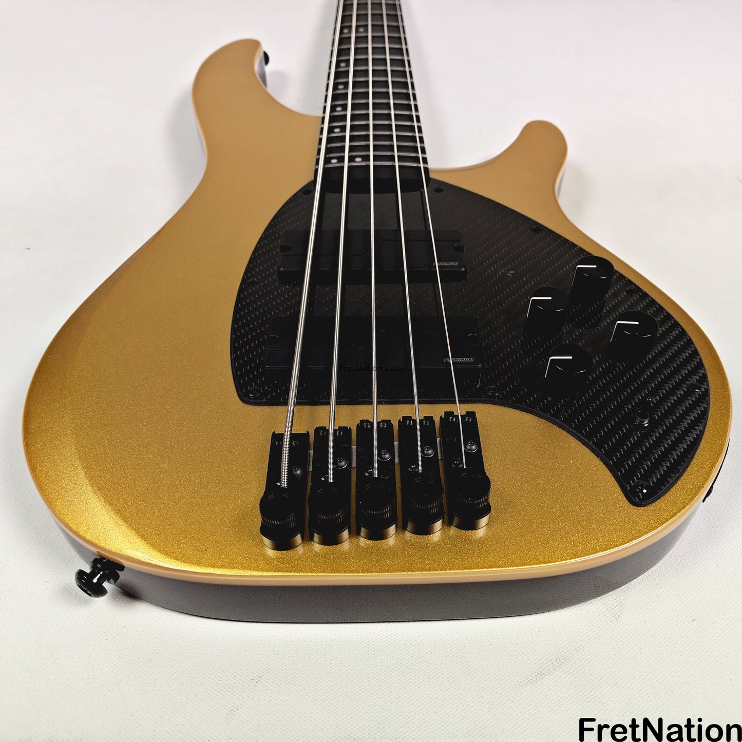 KLOS Guitars KLOS Apollo V Custom Headless 5-String Bass Gold Fishman Fluence 8.48lbs - NAMM Display