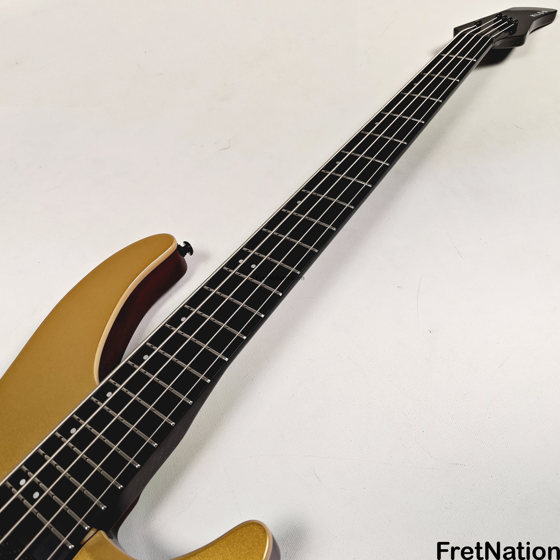 KLOS Guitars KLOS Apollo V Custom Headless 5-String Bass Gold Fishman Fluence 8.48lbs - NAMM Display