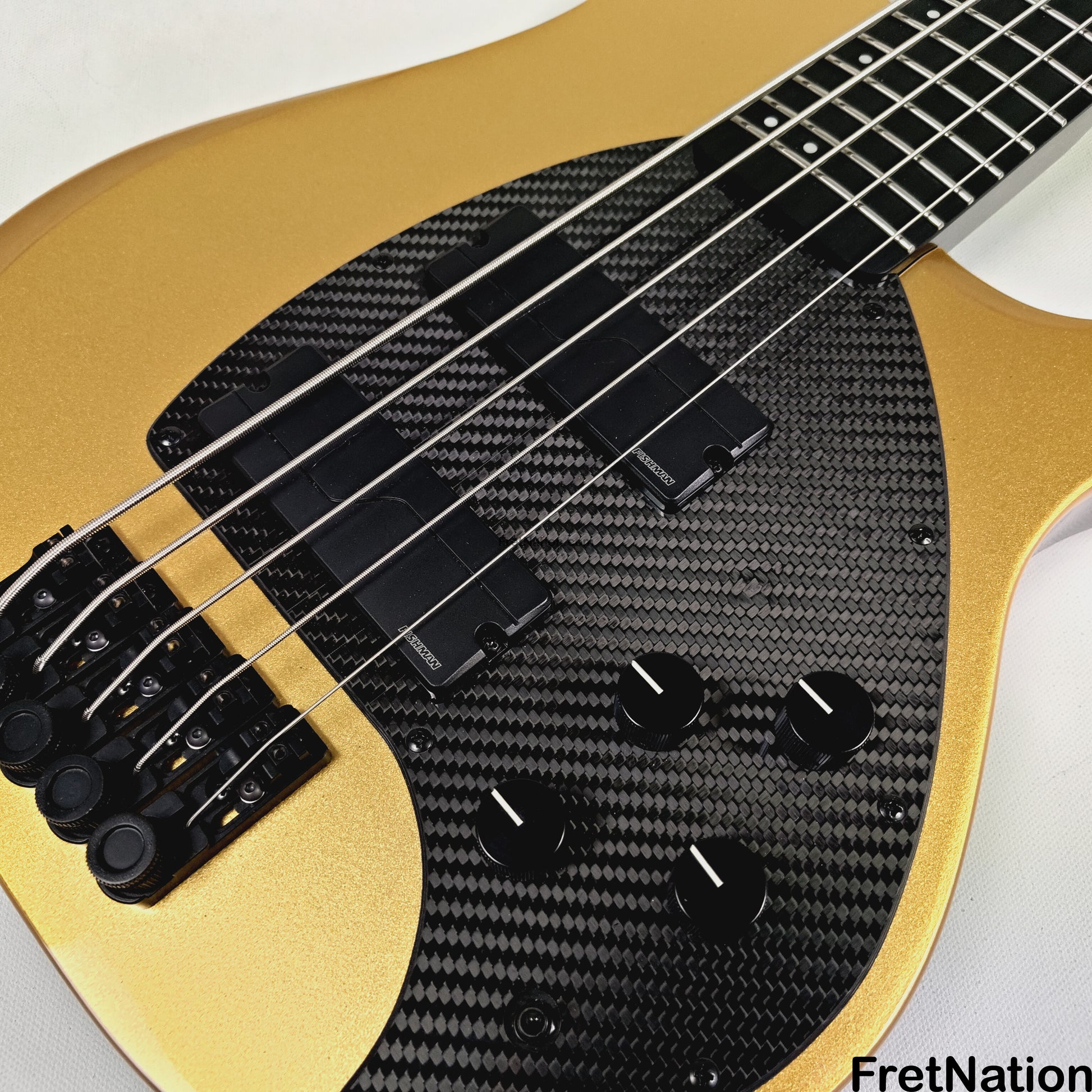KLOS Guitars KLOS Apollo V Custom Headless 5-String Bass Gold Fishman Fluence 8.48lbs - NAMM Display