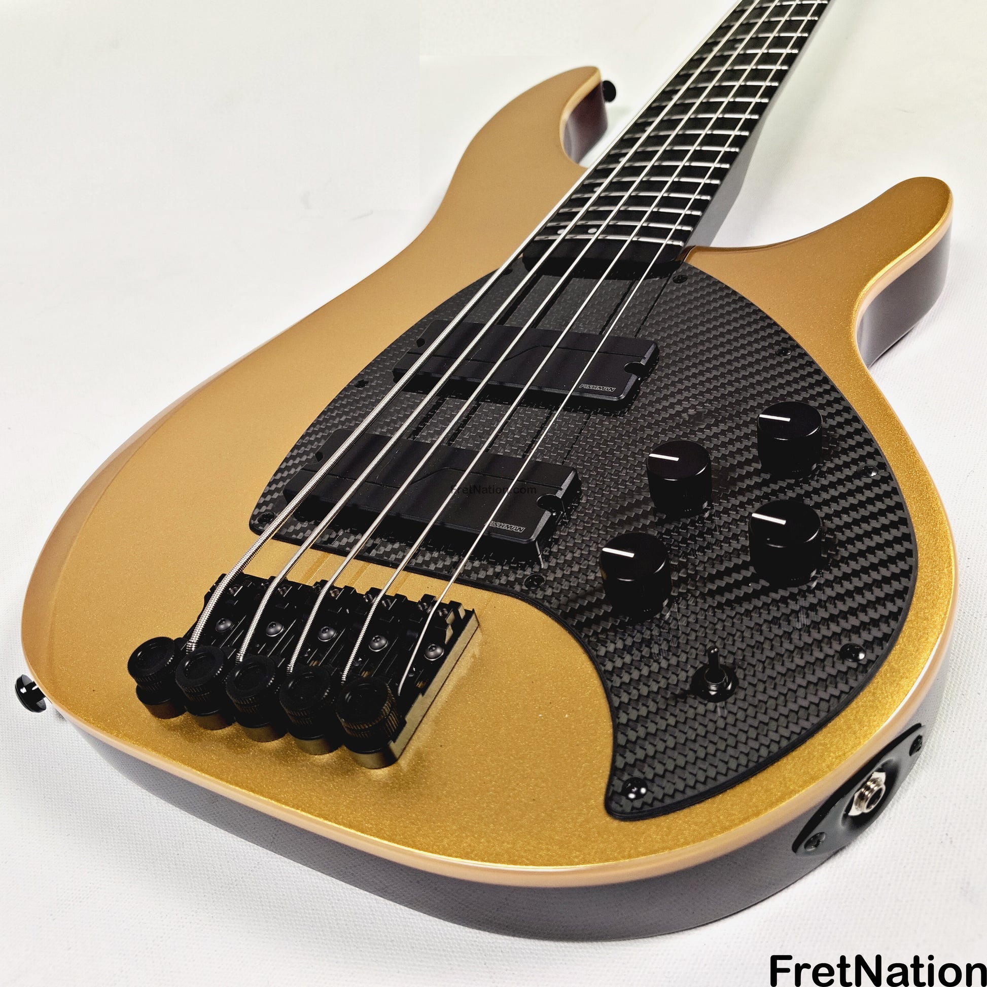 KLOS Guitars KLOS Apollo V Custom Headless 5-String Bass Gold Fishman Fluence 8.48lbs - NAMM Display