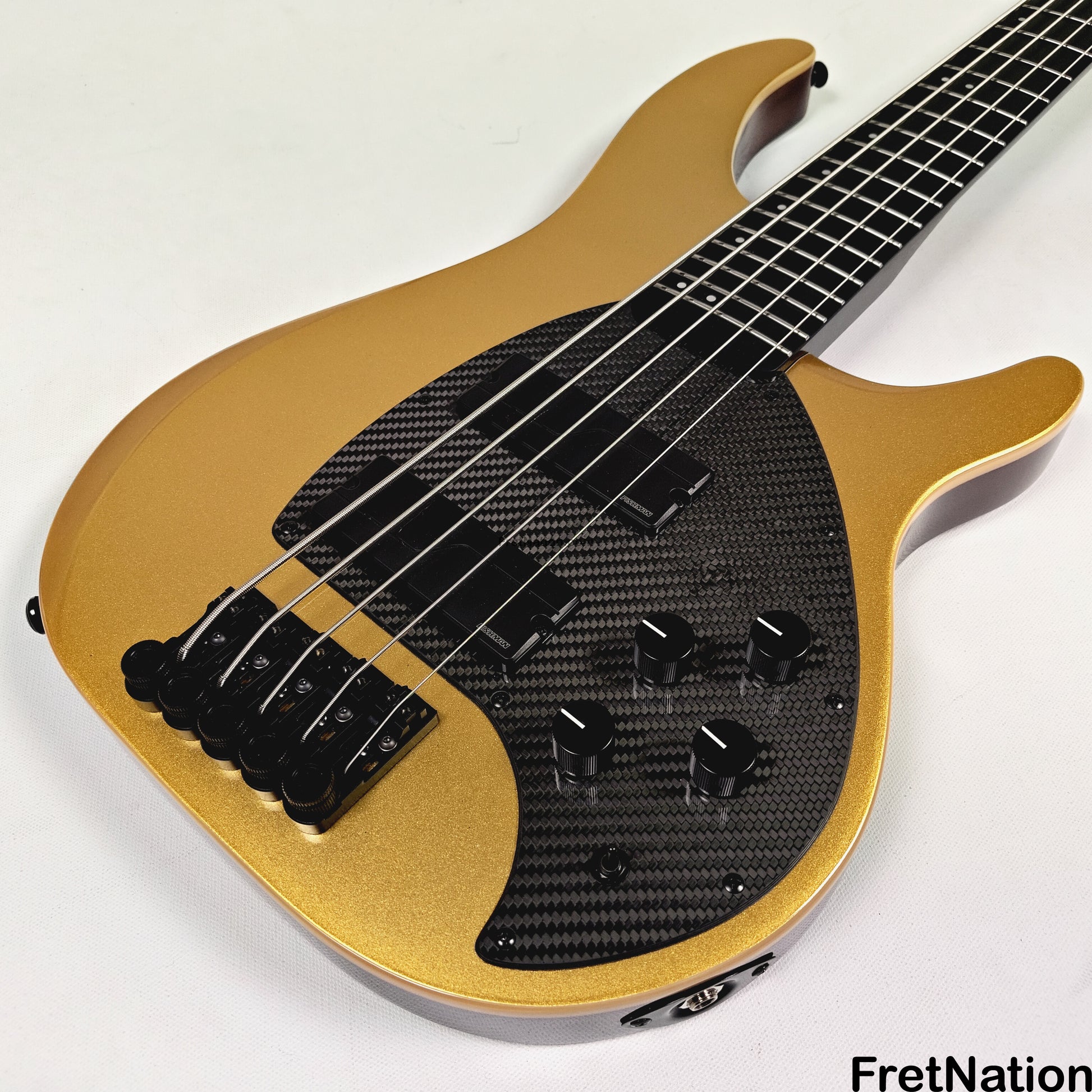 KLOS Guitars KLOS Apollo V Custom Headless 5-String Bass Gold Fishman Fluence 8.48lbs - NAMM Display
