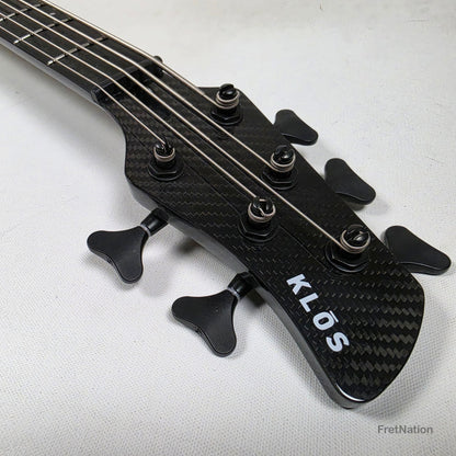 KLOS Guitars KLOS Apollo V Custom 5-String Bass Blue Flame w/ Blackouts 9.40lbs - Blemish