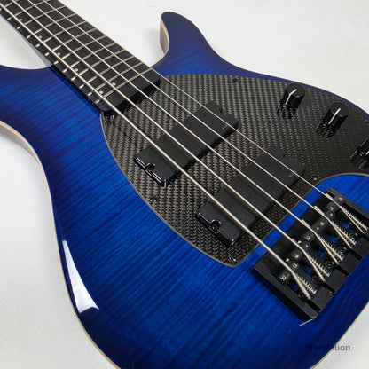KLOS Guitars KLOS Apollo V Custom 5-String Bass Blue Flame w/ Blackouts 9.40lbs - Blemish