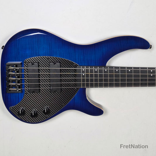 KLOS Guitars KLOS Apollo V Custom 5-String Bass Blue Flame w/ Blackouts 9.40lbs - Blemish