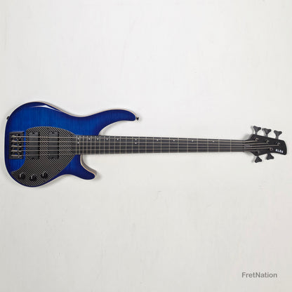 KLOS Guitars KLOS Apollo V Custom 5-String Bass Blue Flame w/ Blackouts 9.40lbs - Blemish