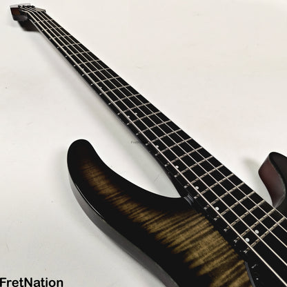 KLOS Guitars KLOS Apollo V Custom Headless 5-String Bass Black Flame Fishman Fluence 8.90lbs