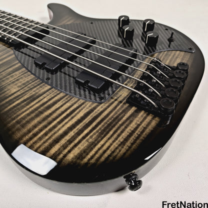 KLOS Guitars KLOS Apollo V Custom Headless 5-String Bass Black Flame Fishman Fluence 8.90lbs