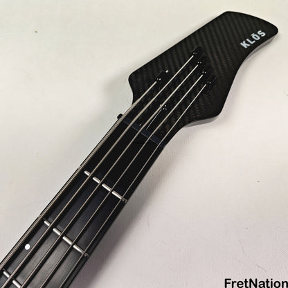 KLOS Guitars KLOS Apollo V Custom Headless 5-String Bass Black Flame Fishman Fluence 8.90lbs