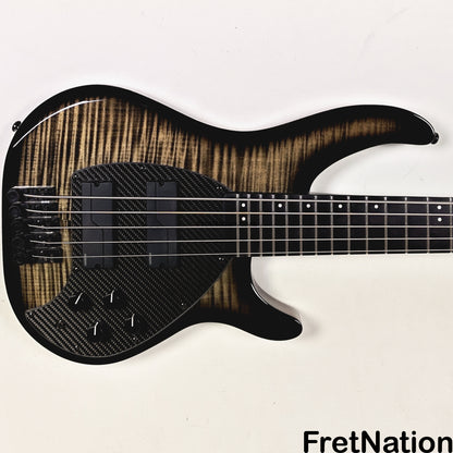 KLOS Guitars KLOS Apollo V Custom Headless 5-String Bass Black Flame Fishman Fluence 8.90lbs