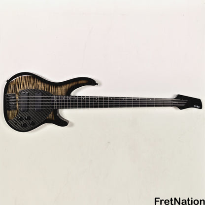 KLOS Guitars KLOS Apollo V Custom Headless 5-String Bass Black Flame Fishman Fluence 8.90lbs