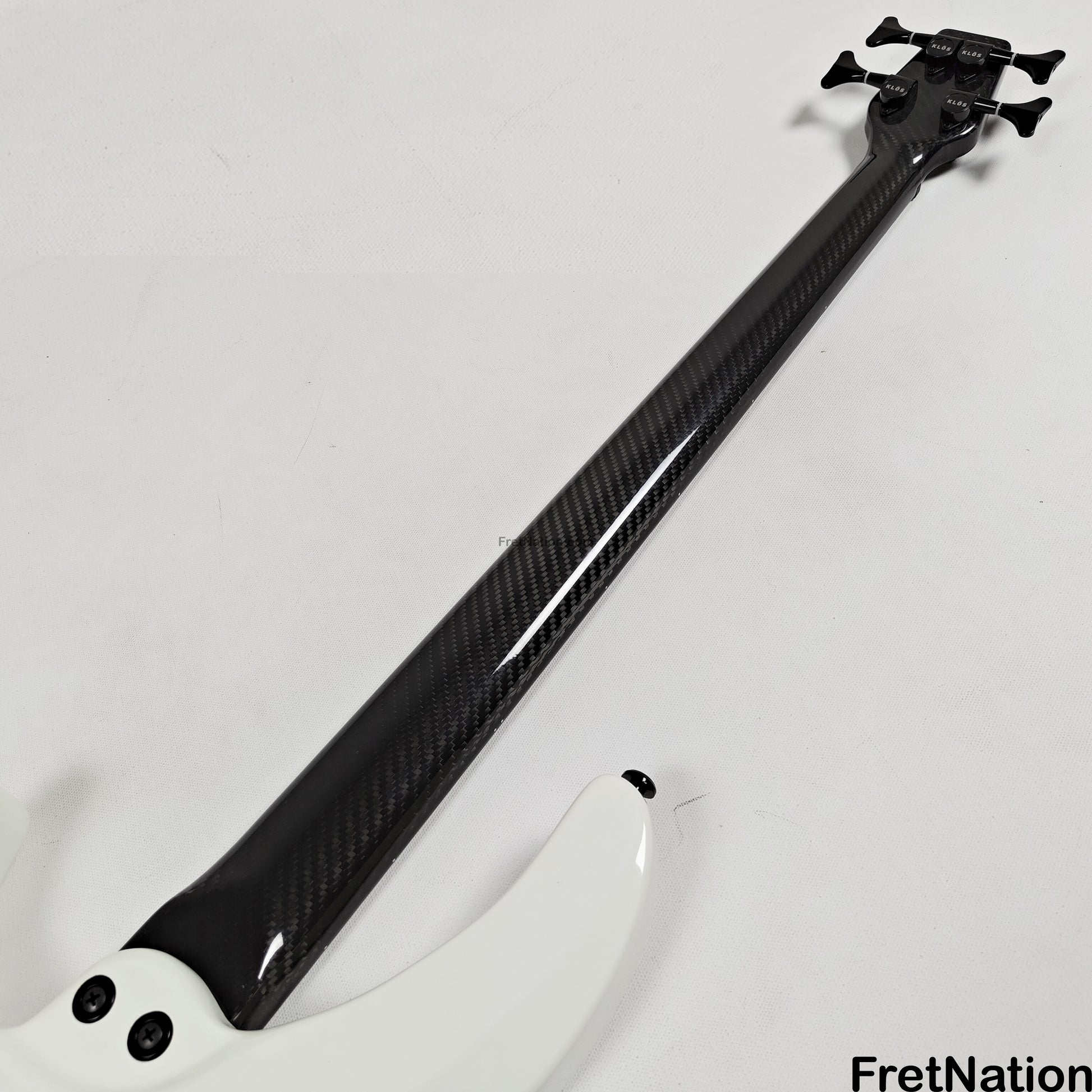 KLOS Guitars KLOS Apollo IV Standard 4-String Bass White w/ Carbon Fiber Neck 7.62lbs