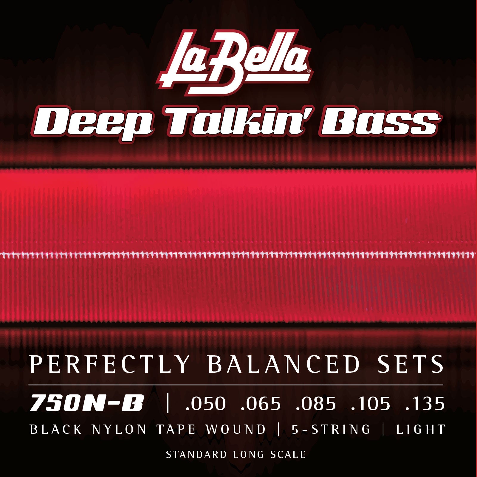 La Bella La Bella Deep Talkin' Black Nylon Tapewound Bass Strings Long Scale - 5-String 50-135T 750N-B