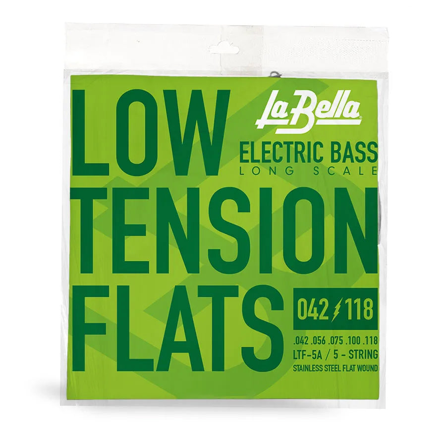 La Bella Low Tension Flats FlatWound Bass Strings Long Scale - 5-String 42-118 LTF-5A