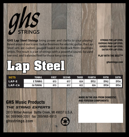 GHS Strings GHS Lap Steel Guitar 06-String Set C6 Tuning - 15-36 Regular LAP-C6