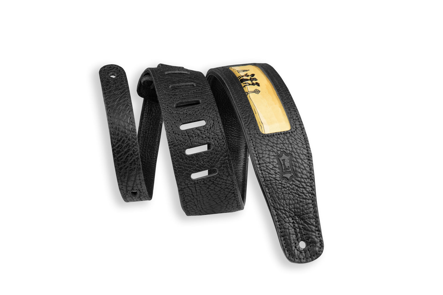 Levy's Leathers Levy's Calaca Black Leather Mariachi Design 2.5" Guitar Strap - M26CAL-001