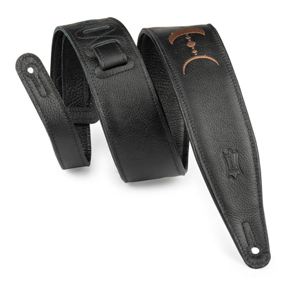 Levy's Leathers Levy's Black Padded Garment Leather w/ Moon Phases 2.5" Guitar Strap - MG317MP-BLK-BRN