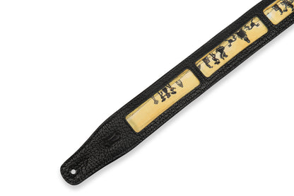 Levy's Leathers Levy's Calaca Black Leather Mariachi Design 2.5" Guitar Strap - M26CAL-001