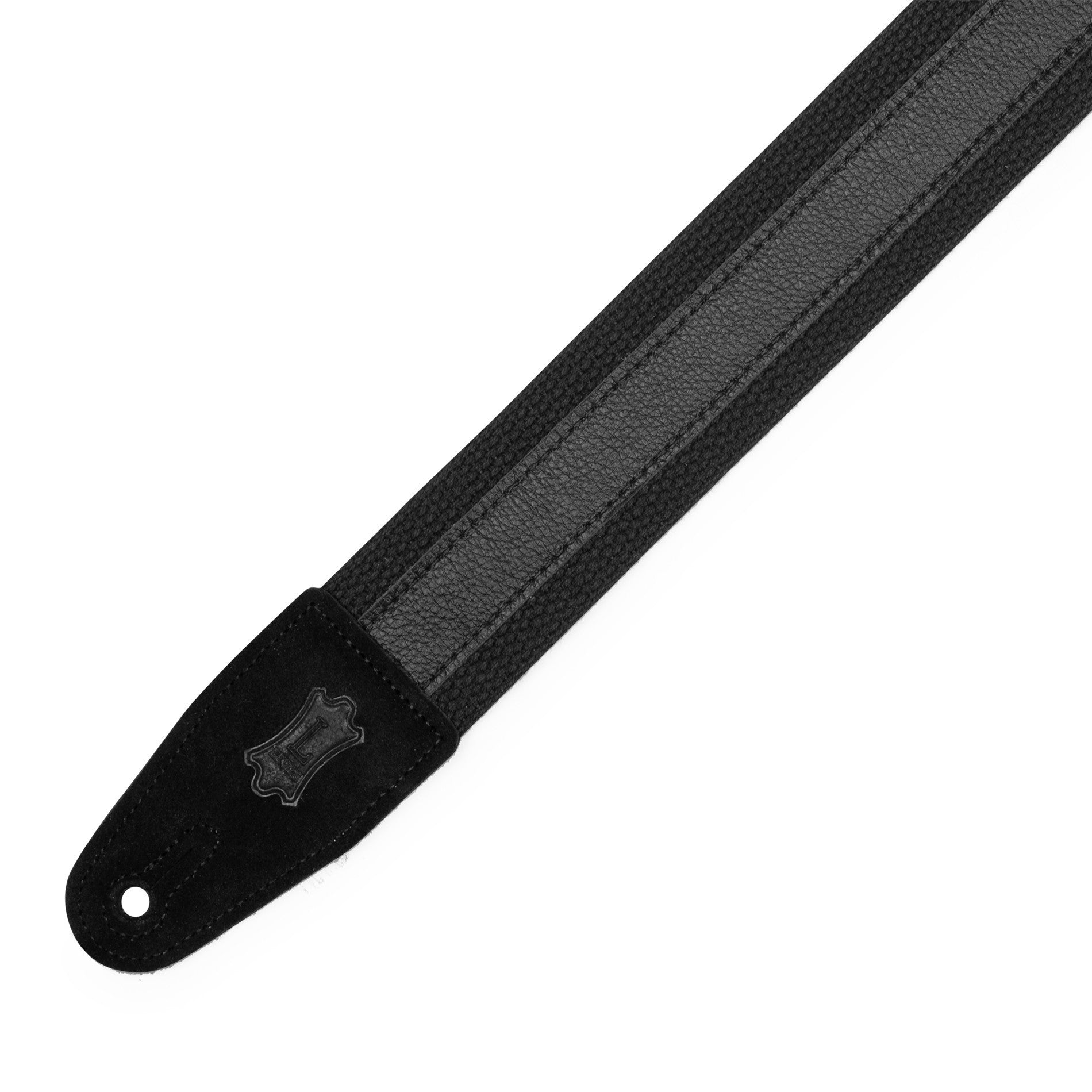 Levy's Leathers Levy's Cotton w/ Black Leather Stripe, Suede Ends 2" Guitar Strap - MC2CG-BLK-BLK