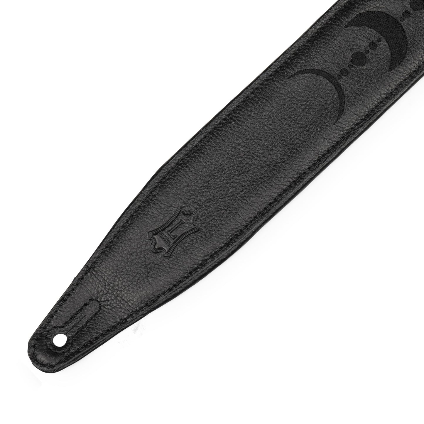 Levy's Leathers Levy's Black Padded Garment Leather w/ Moon Phases 2.5" Guitar Strap - MG317MP-BLK-BLK