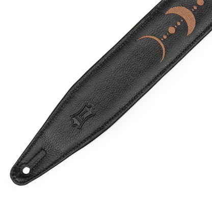 Levy's Leathers Levy's Black Padded Garment Leather w/ Moon Phases 2.5" Guitar Strap - MG317MP-BLK-BRN