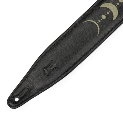 Levy's Leathers Levy's Black Padded Garment Leather w/ Moon Phases 2.5" Guitar Strap - MG317MP-BLK-GRN