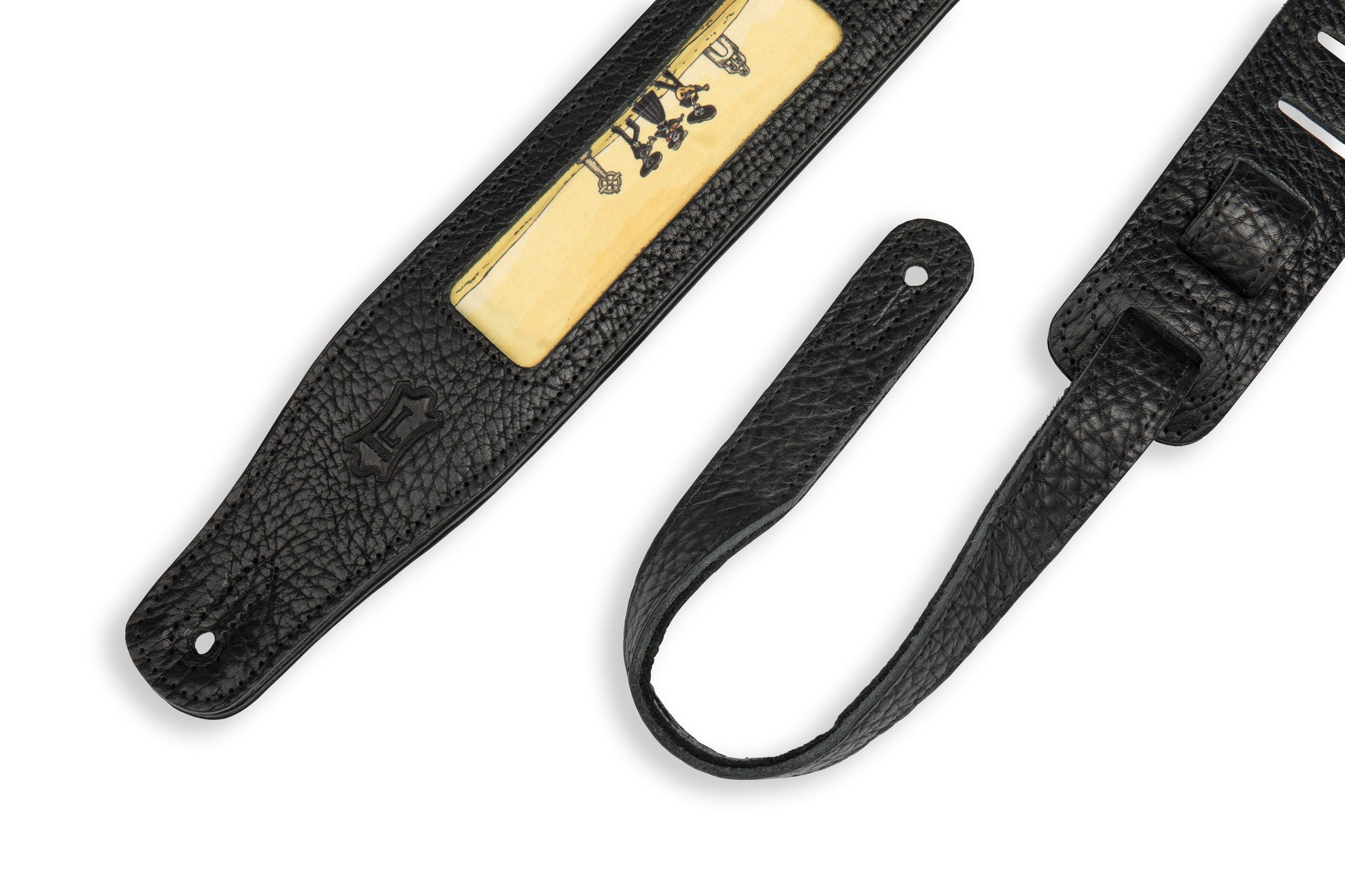 Levy's Leathers Levy's Calaca Black Leather Mariachi Design 2.5" Guitar Strap - M26CAL-001