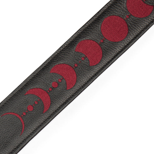 Levy's Leathers Levy's Black Padded Garment Leather w/ Moon Phases 2.5" Guitar Strap - MG317MP-BLK-BRG