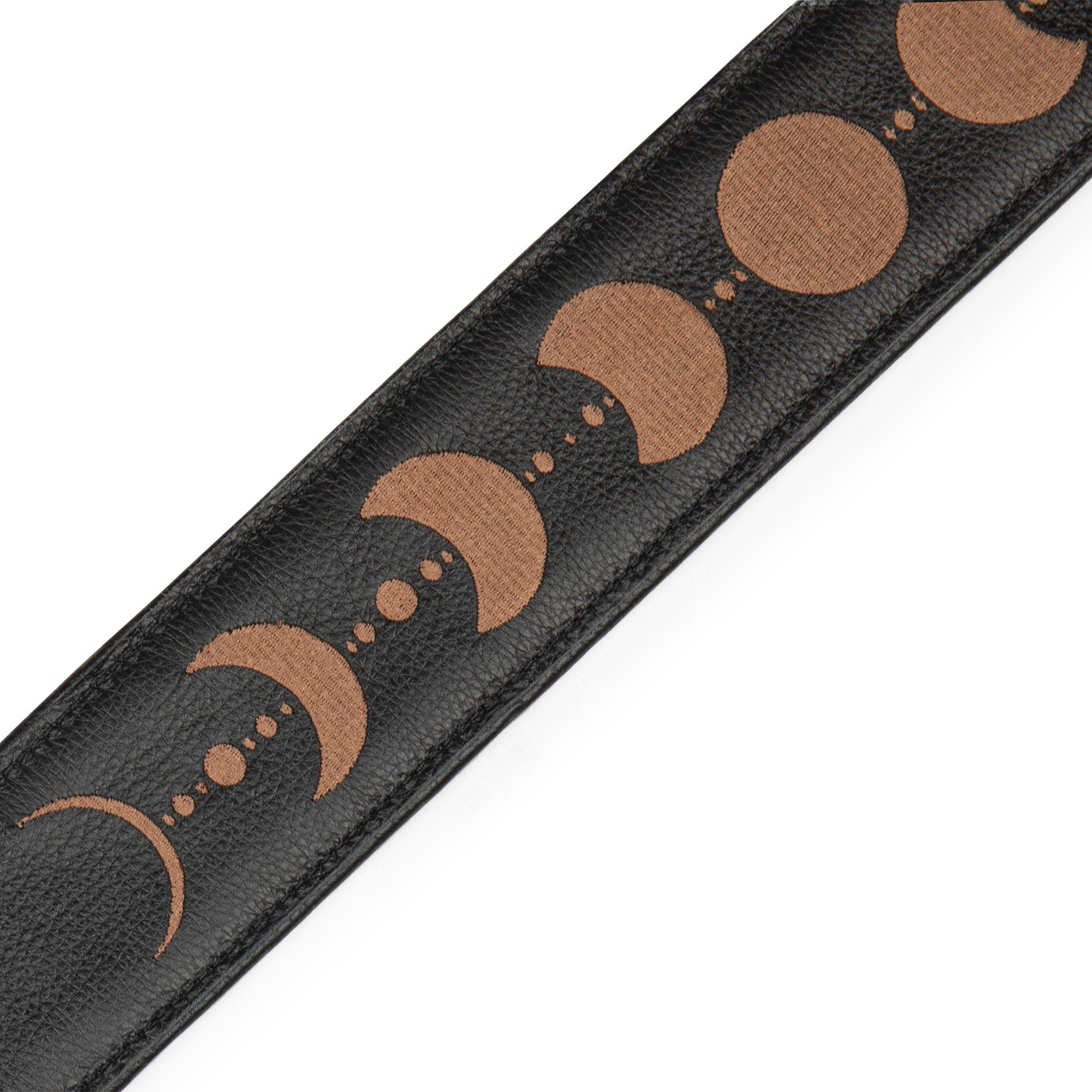 Levy's Leathers Levy's Black Padded Garment Leather w/ Moon Phases 2.5" Guitar Strap - MG317MP-BLK-BRN