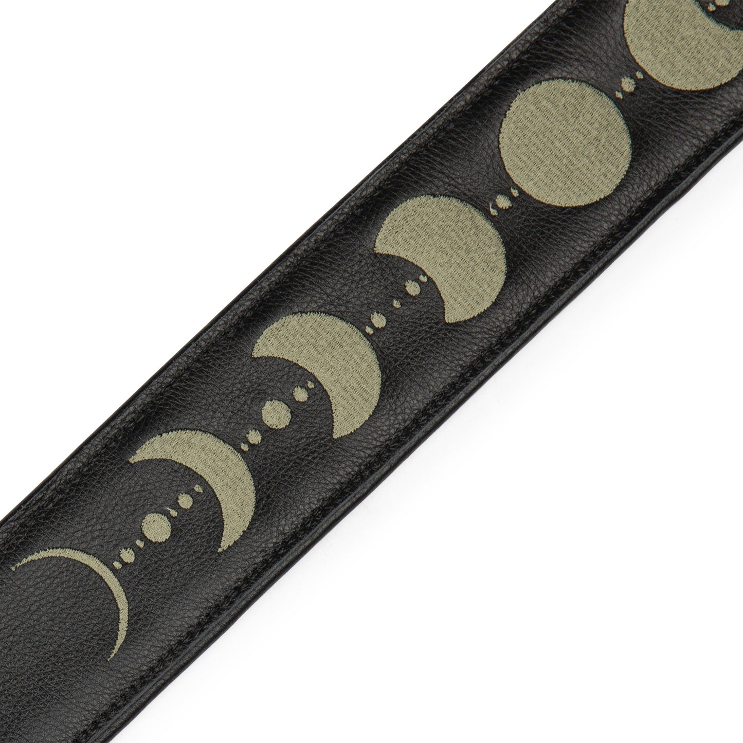 Levy's Leathers Levy's Black Padded Garment Leather w/ Moon Phases 2.5" Guitar Strap - MG317MP-BLK-GRN