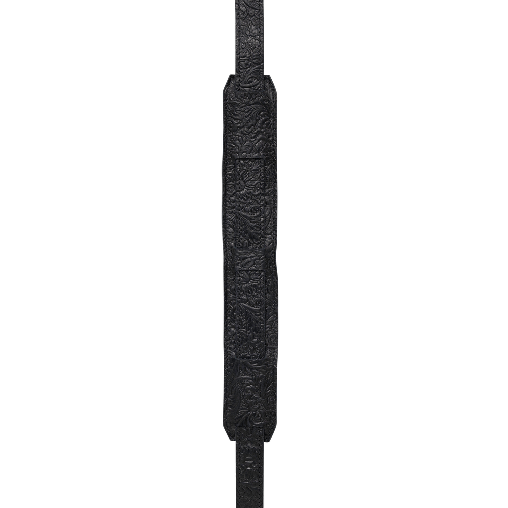 Levy's Leathers Levy's Black Florentine Leather Ultra Plush Sheepskin Backing 2" Guitar Strap - M11BGVDX-BLK