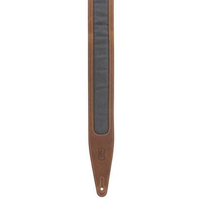 Levy's Leathers Levy's Brown Crazy Horse Leather w/ Grey Waxed Canvas 2.5" Guitar Strap - M317TRI-BRN-GRY