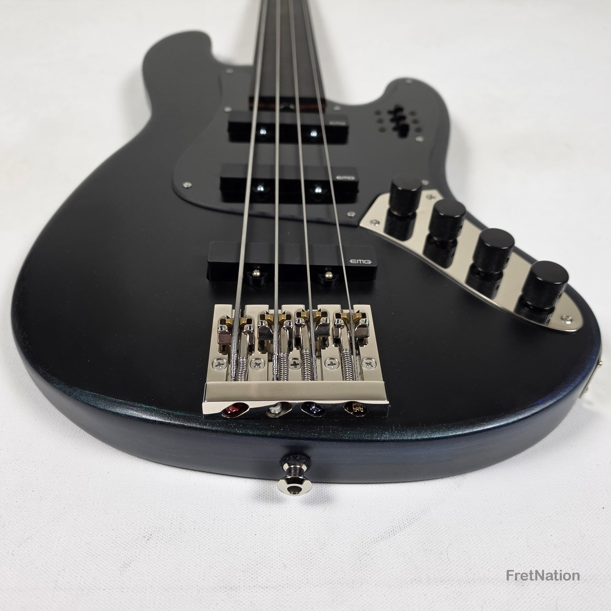 McGrath Guitars McGrath J-Style Thunderhorse IV 4-String Fretless Bass EMG - Orbital Ink 8.54lbs