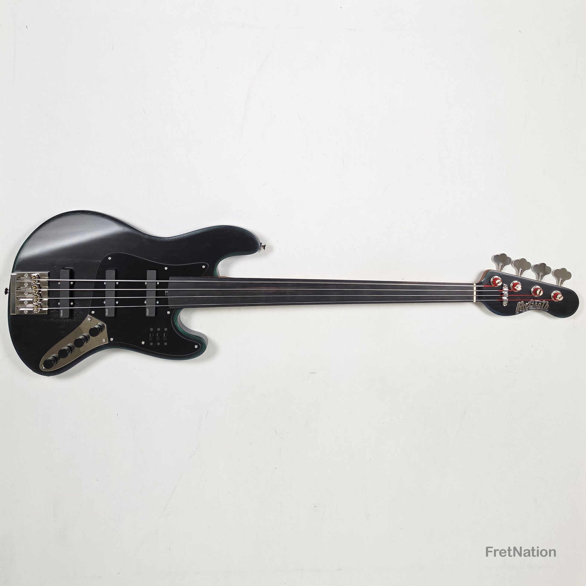 McGrath Guitars McGrath J-Style Thunderhorse IV 4-String Fretless Bass EMG - Orbital Ink 8.54lbs
