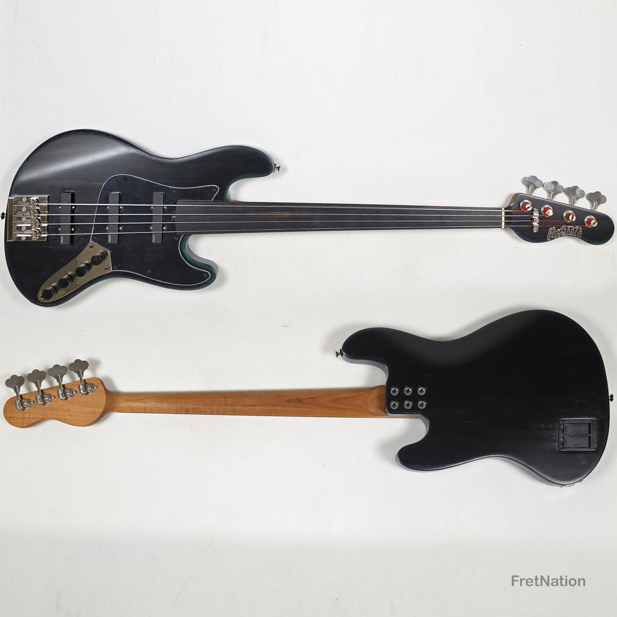 McGrath J-Style Thunderhorse IV 4-String Fretless Bass EMG - Orbital Ink 8.54lbs