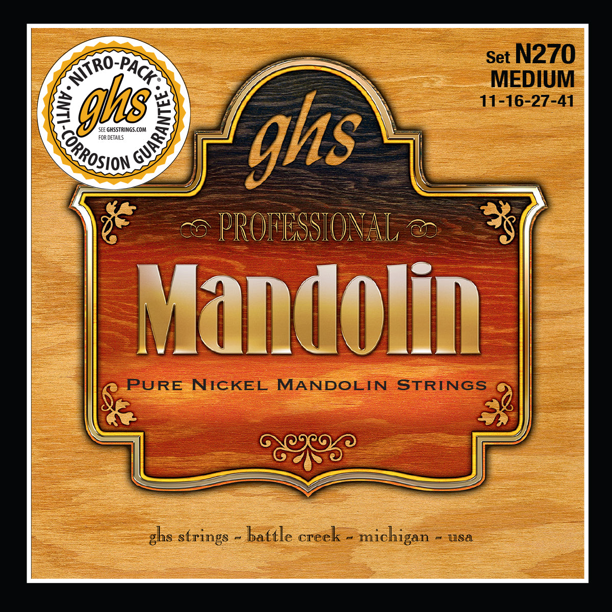 GHS Strings GHS Mandolin Pure Nickel 04-String Set - 11-41 Medium N270