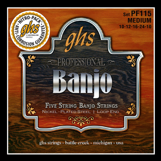 GHS Strings GHS Banjo Nickel Plated 05-String Set - 10-10 Medium PF115