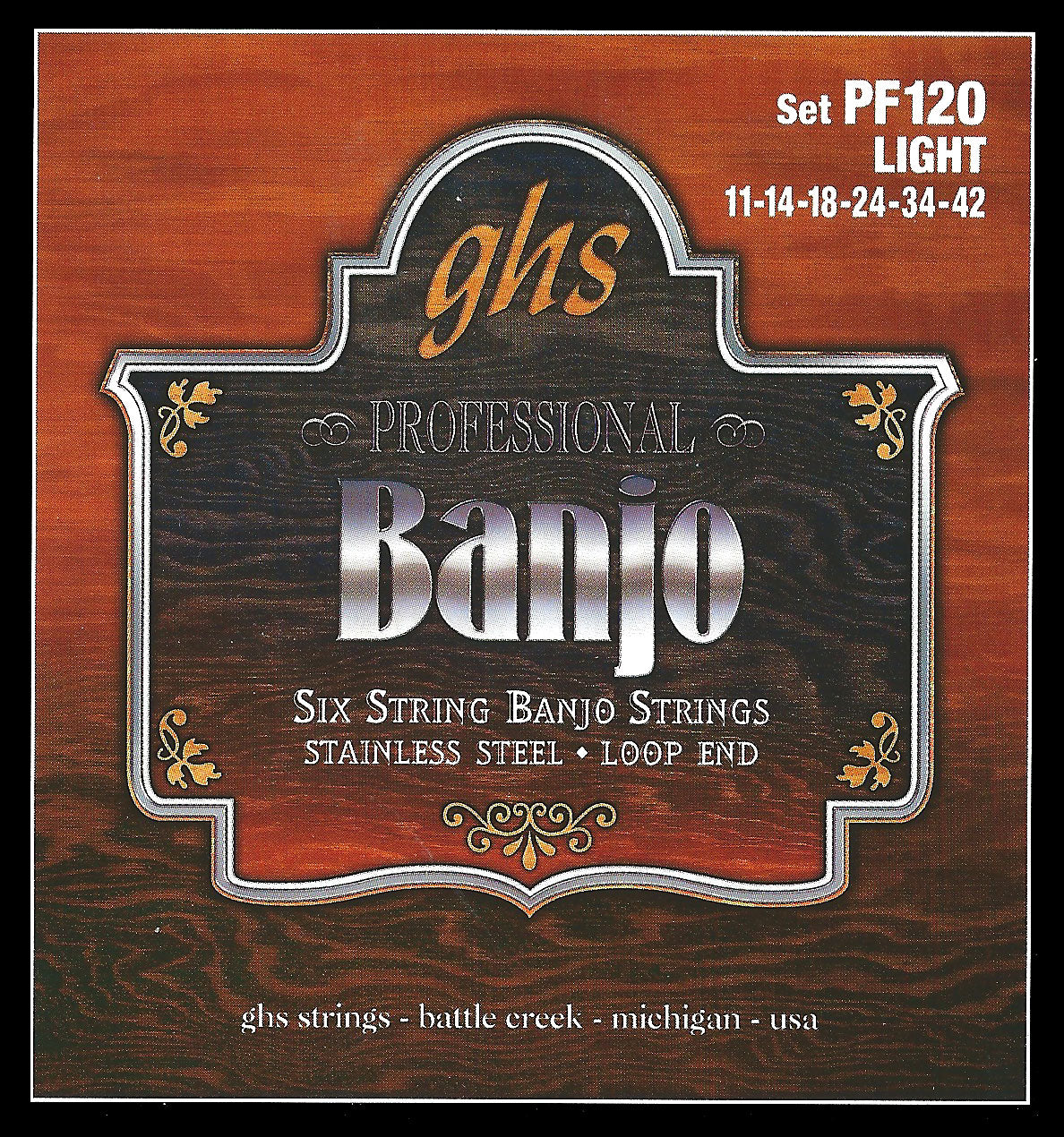 GHS Strings GHS Stainless Steel Banjo 06-String Loop End Set - 11-42 Light PF120