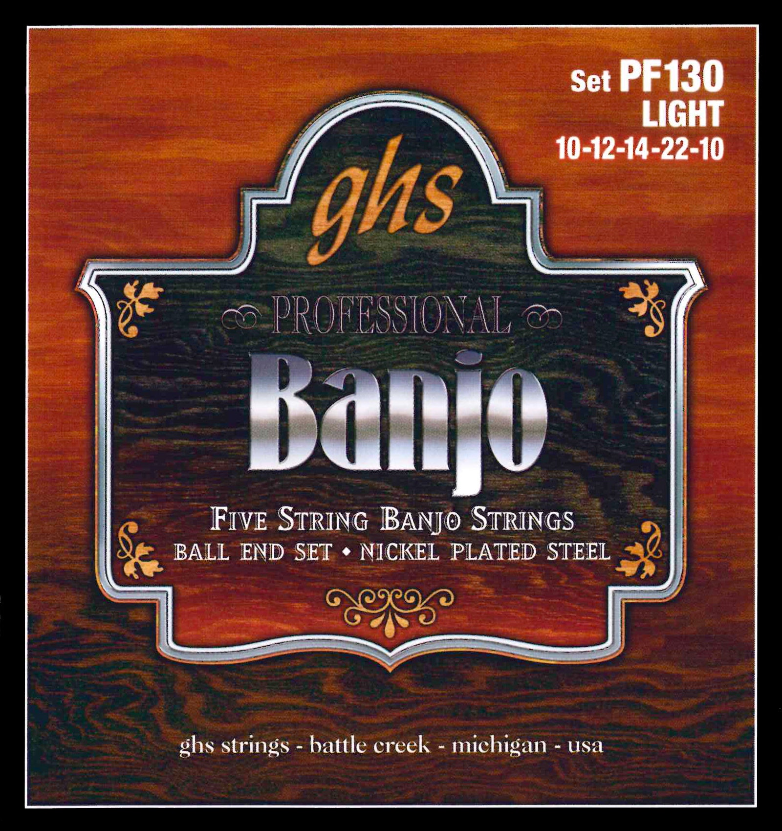 GHS Strings GHS Nickel Plated Steel Banjo 05-String Ball End Set - 10-10 Light PF130