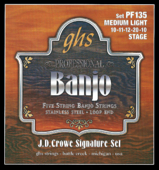 GHS Strings GHS J.D. Crowe Signature Steel Banjo Stage 05-String Set - 10-10 Medium Light PF135