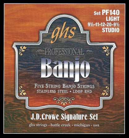 GHS Strings GHS J.D. Crowe Signature Steel Banjo Studio 05-String Set - 9.5-9.5 Light PF140