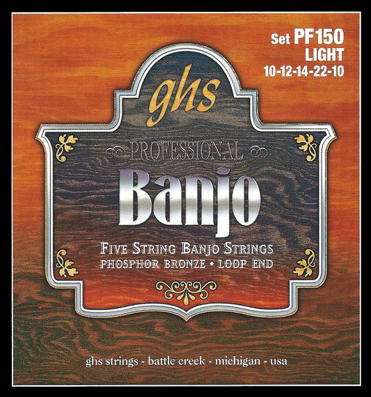 GHS Strings GHS Phosphor Bronze Banjo 05-String Set - 10-10 Light PF150