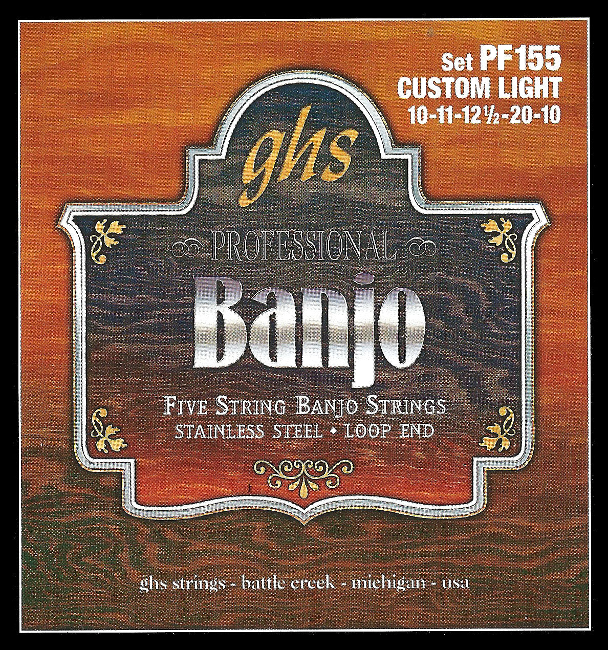 GHS Strings GHS Stainless Steel Banjo 05-String Set - 10-10 Custom Light PF155