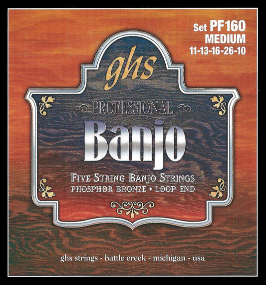GHS Strings GHS Phosphor Bronze Banjo 05-String Set - 11-10 Medium PF160