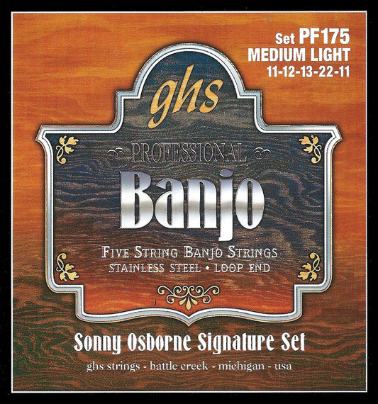 GHS Strings GHS Sonny Osborne Signature Stainless Steel Banjo 05-String Set - 11-11 Medium Light PF175