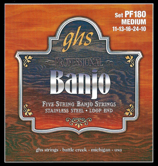 GHS Strings GHS Stainless Steel Banjo 05-String Set - 11-10 Medium PF180