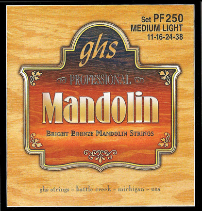 GHS Strings GHS Mandolin Bright Bronze 04-String Set - 11-38 Medium Light PF250