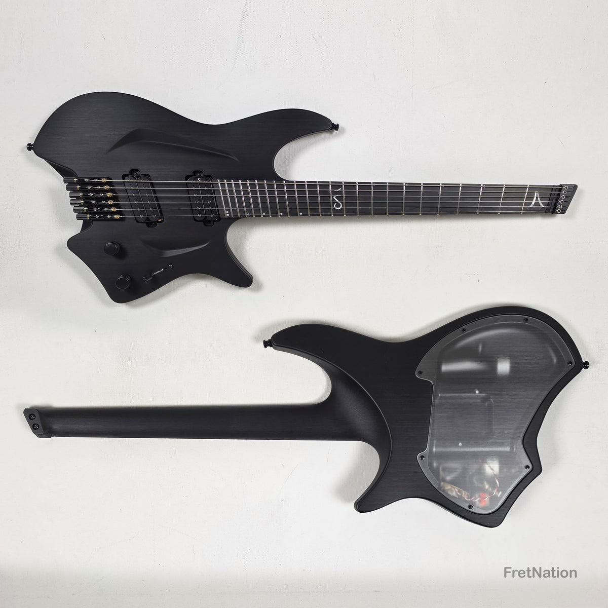 Fret Nation Aristides H/06R Raw Black 6-String Headless Multi-Scale Guitar 5.46lbs #4018 - Pre-Owned