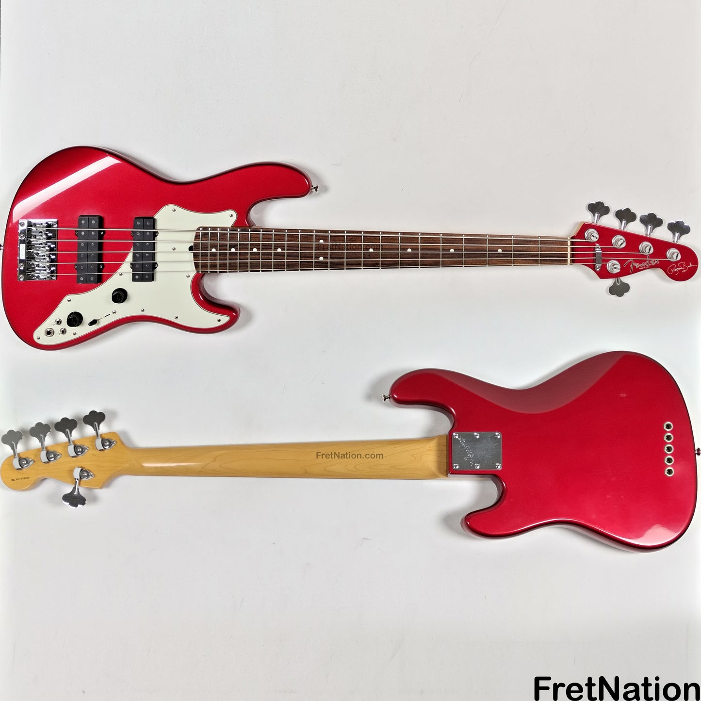 Fret Nation Fender Roscoe Beck Signature 5-String Bass V 1998 Candy Apple Red 9.86lbs SN7949896 - Pre-Owned