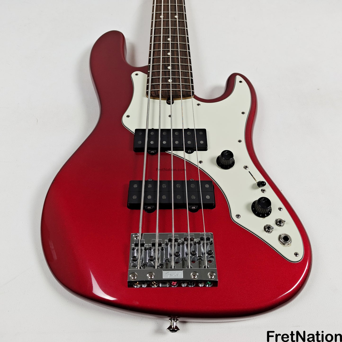 Fret Nation Fender Roscoe Beck Signature 5-String Bass V 1998 Candy Apple Red 9.86lbs SN7949896 - Pre-Owned