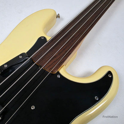 Fret Nation Fender 1979 4-String Precision Bass Fretless Olympic White 10.20lbs #S877840 Pre-Owned